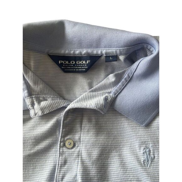 Polo Ralph Lauren Golf Men's Periwinkle Pinstripes Collared Polo Shirt Size L - Picture 5 of 9